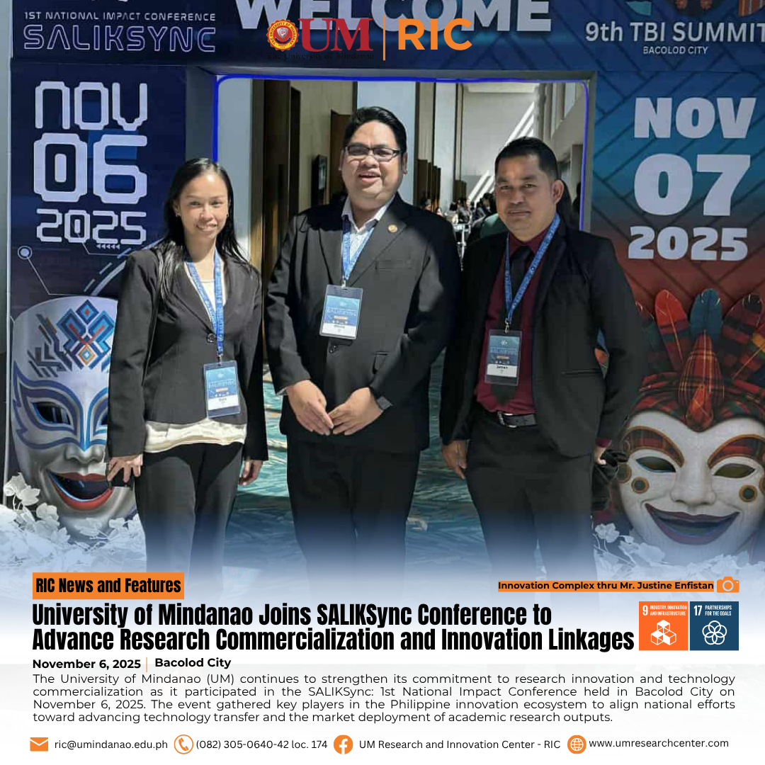 University of Mindanao Joins SALIKSync Conference to Advance Research Commercialization and Innovation Linkages